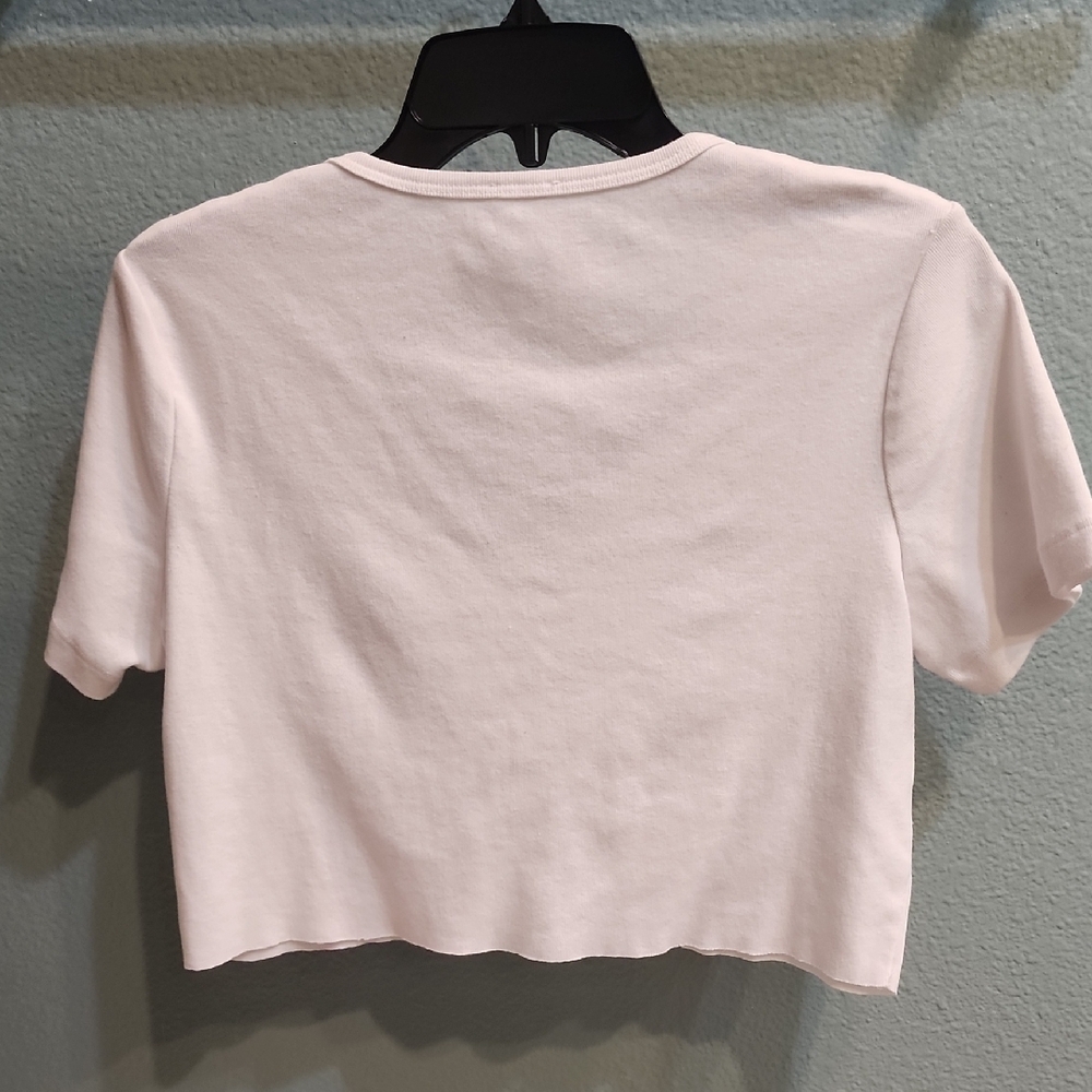 White Button-Up Crop Top White Size Small - Picture 3 of 5